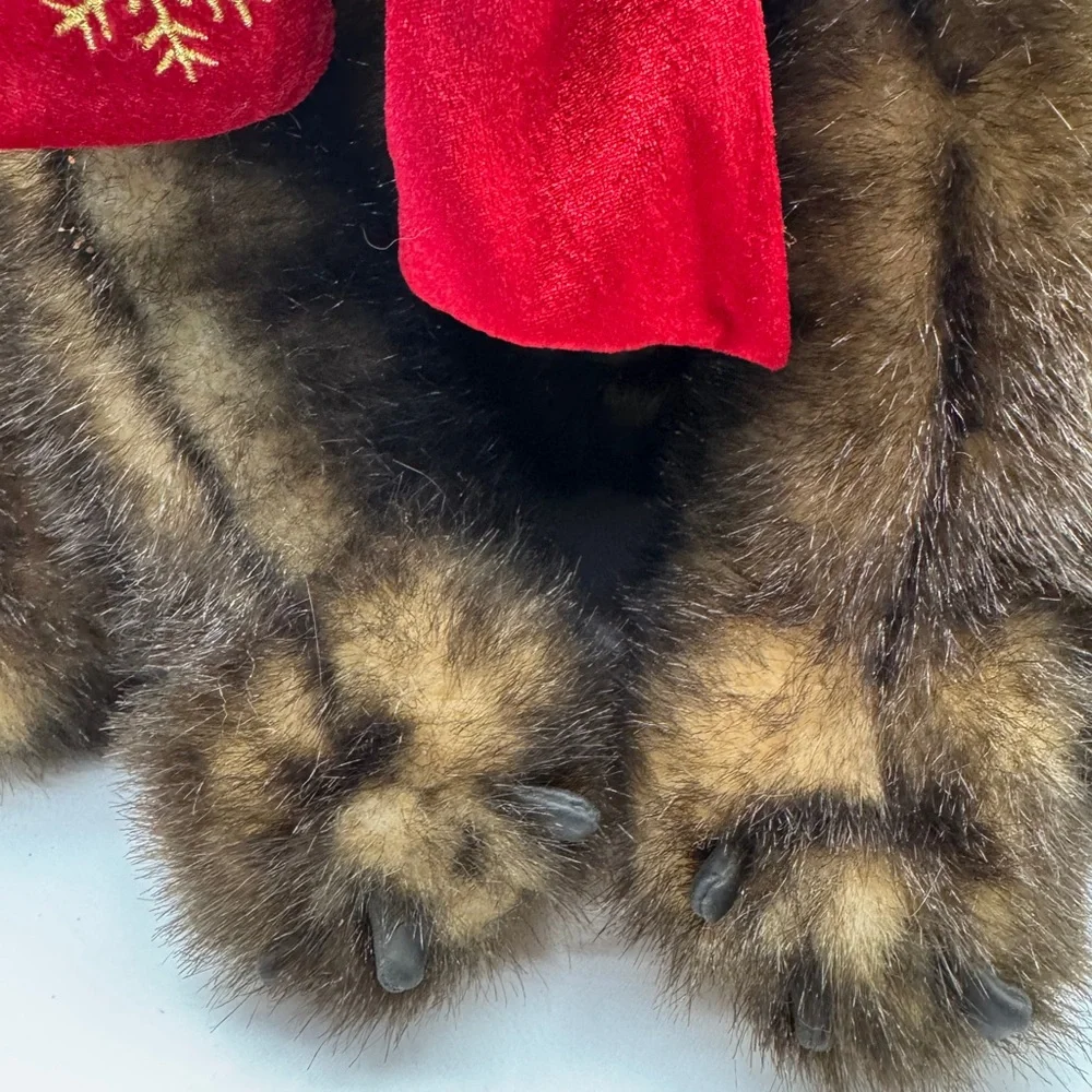 Vintage Animal Alley Toys R Us 16” Plush Brown Bear‎ with Red Bow Mink Like Fur